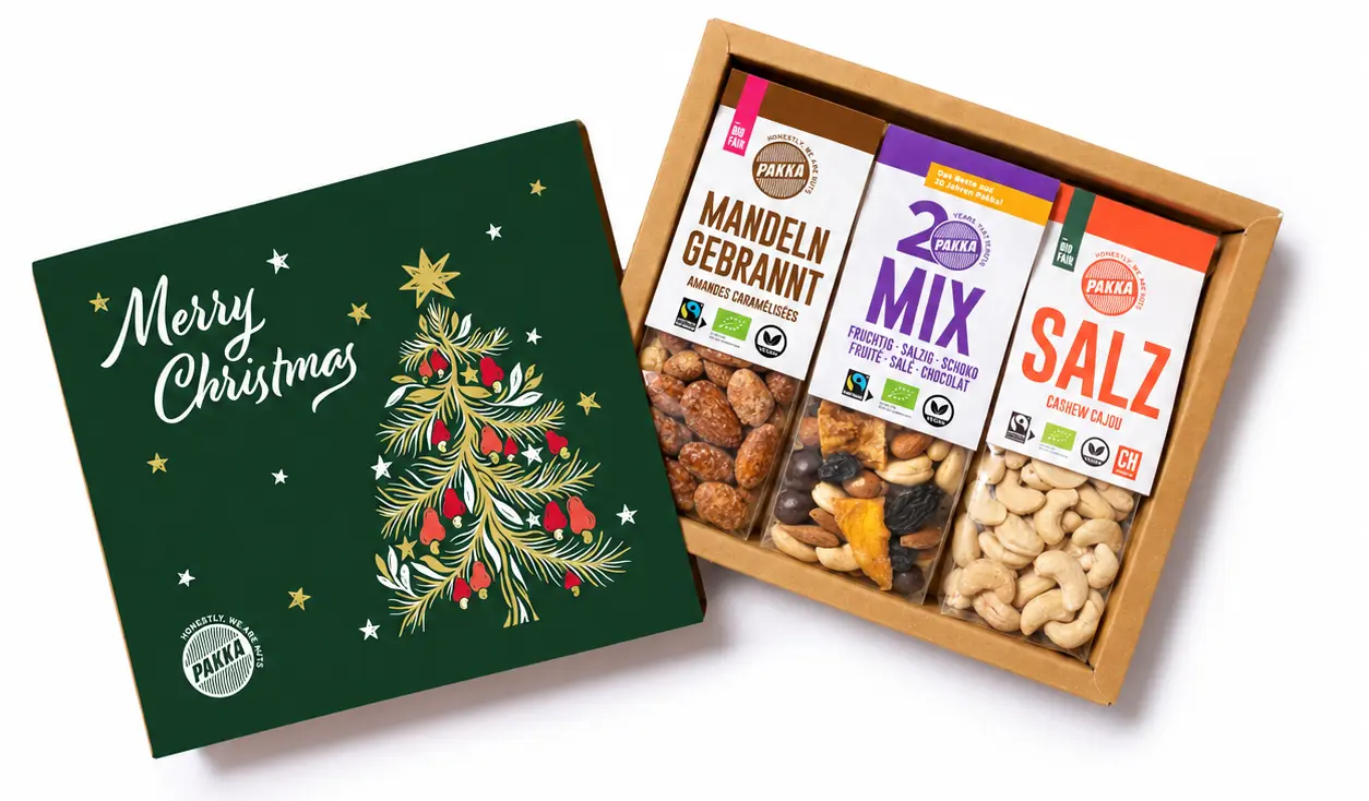 Weihnachtsgechenkbox mit gebrannten Mandeln