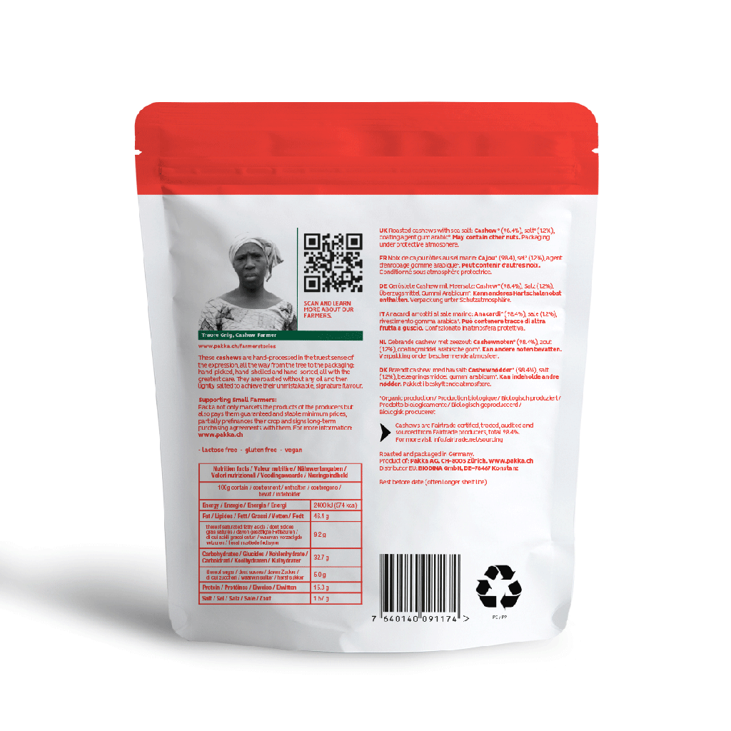 Cashew geröstet mit Meersalz (DP), Bio & Fairtrade, 100g