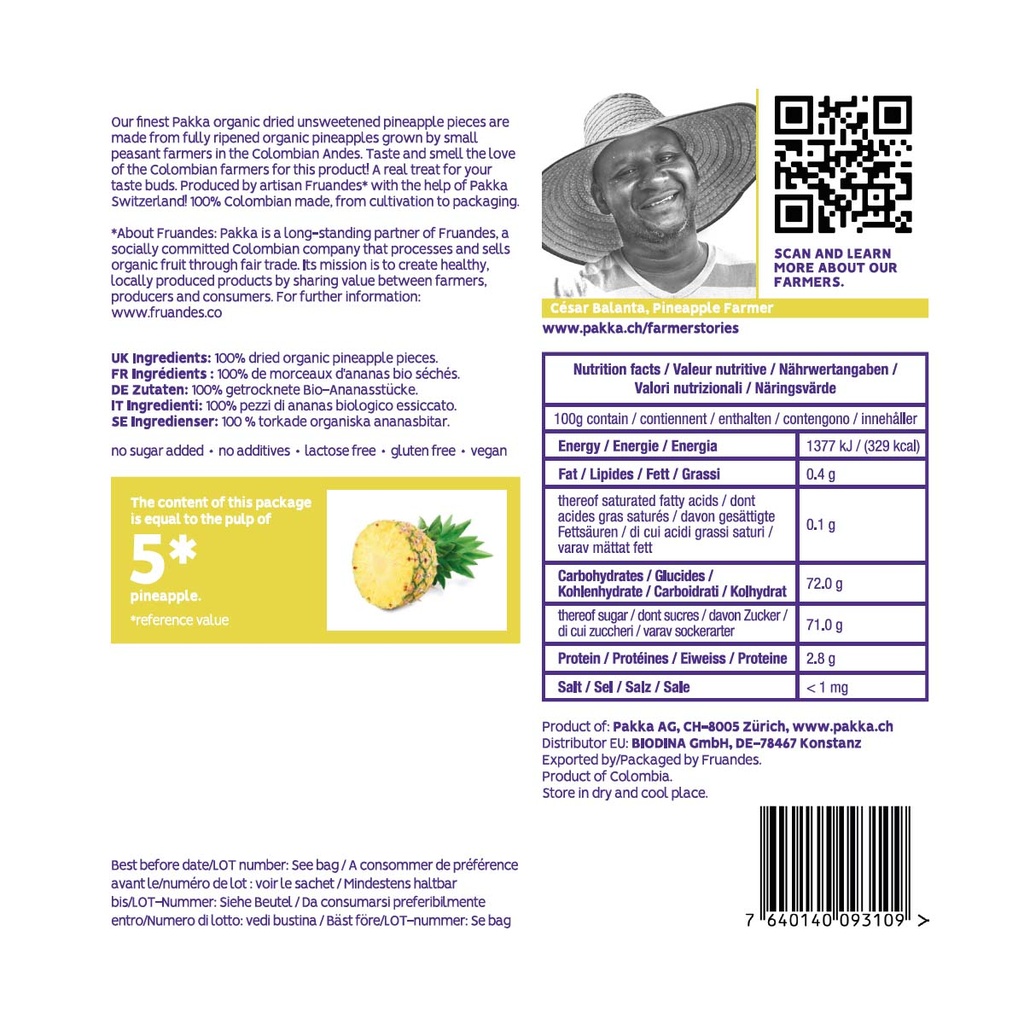 Ananas getrocknet, Bio, 1kg