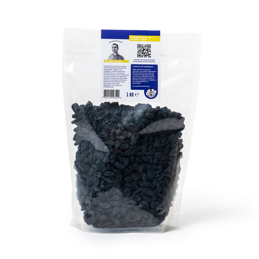 Silk Road Schwarze Bukhara Rosinen, roh, ungeölt, Bio, FLO, Usbekistan, 1kg