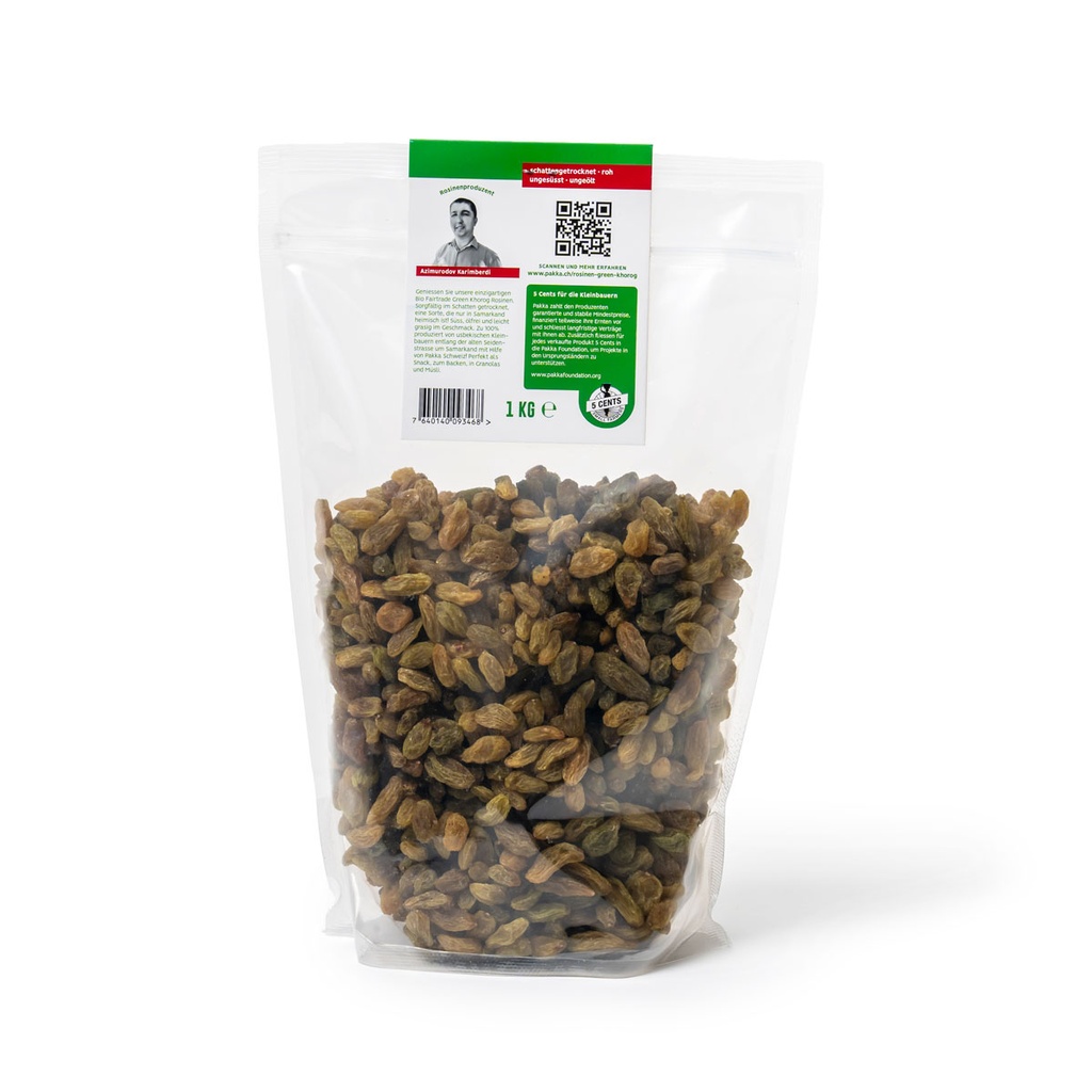 Silk Road Grüne Khorog Rosinen, roh, ungeölt, Bio, FLO, Usbekistan, 1kg