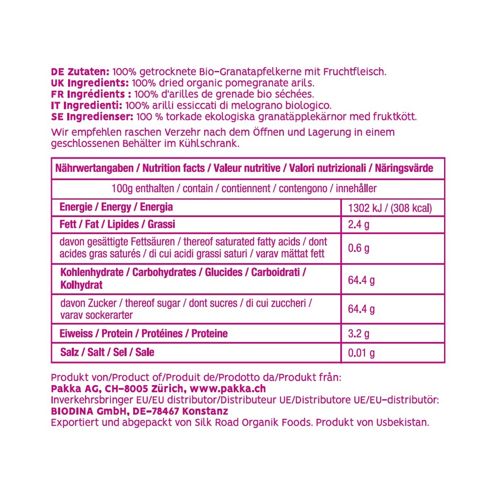 Granatapfelkerne sonnengetrocknet, Bio, Fairtrade, 1kg