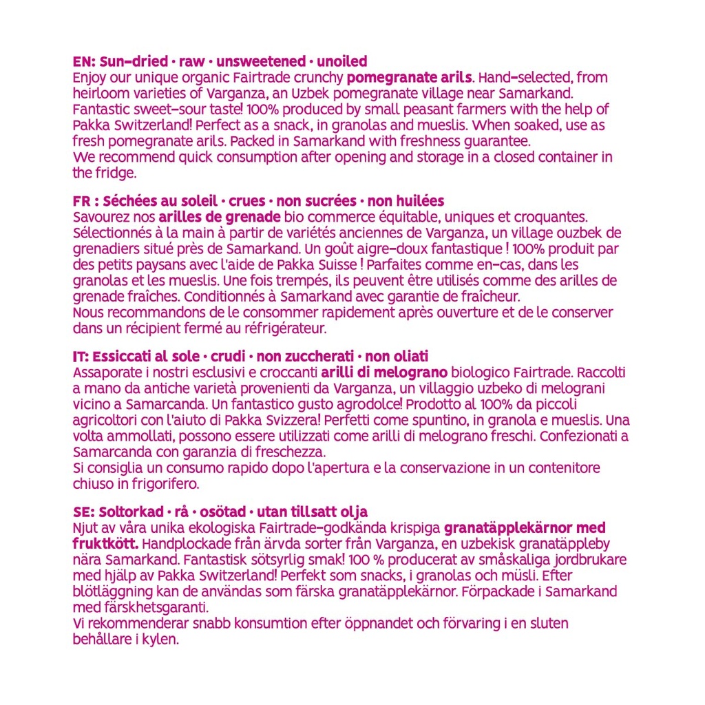 Granatapfelkerne sonnengetrocknet, Bio, Fairtrade, 500g