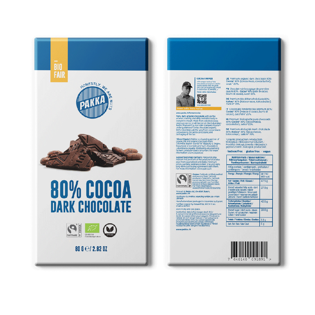 80% Bio-Schokoladentafel, 80g 