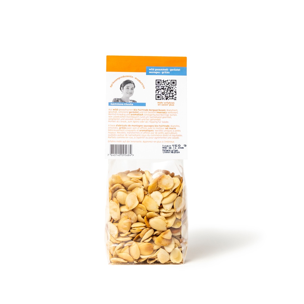 Bio Fairtrade Aprikosenkerne, geröstet und gesalzen, 150g