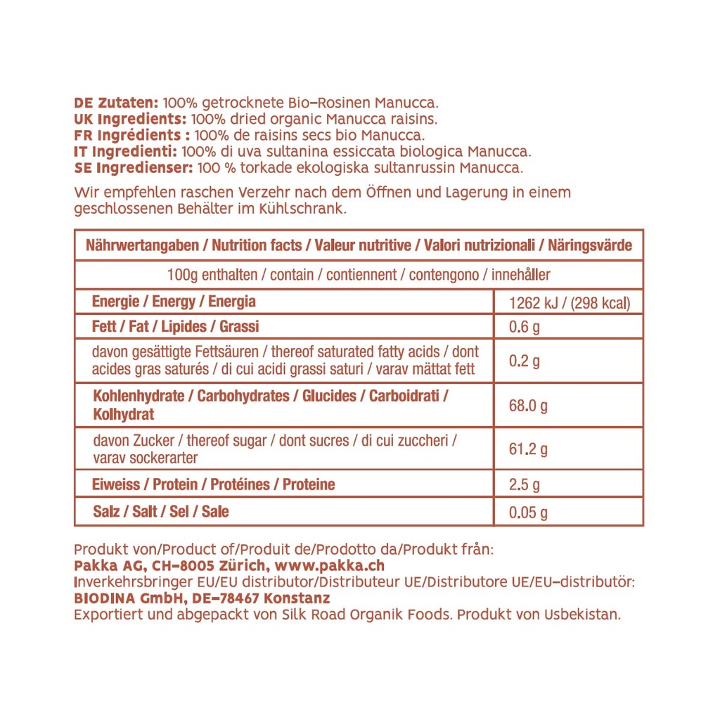 Manucca Rosinen, Bio & fair, 200g