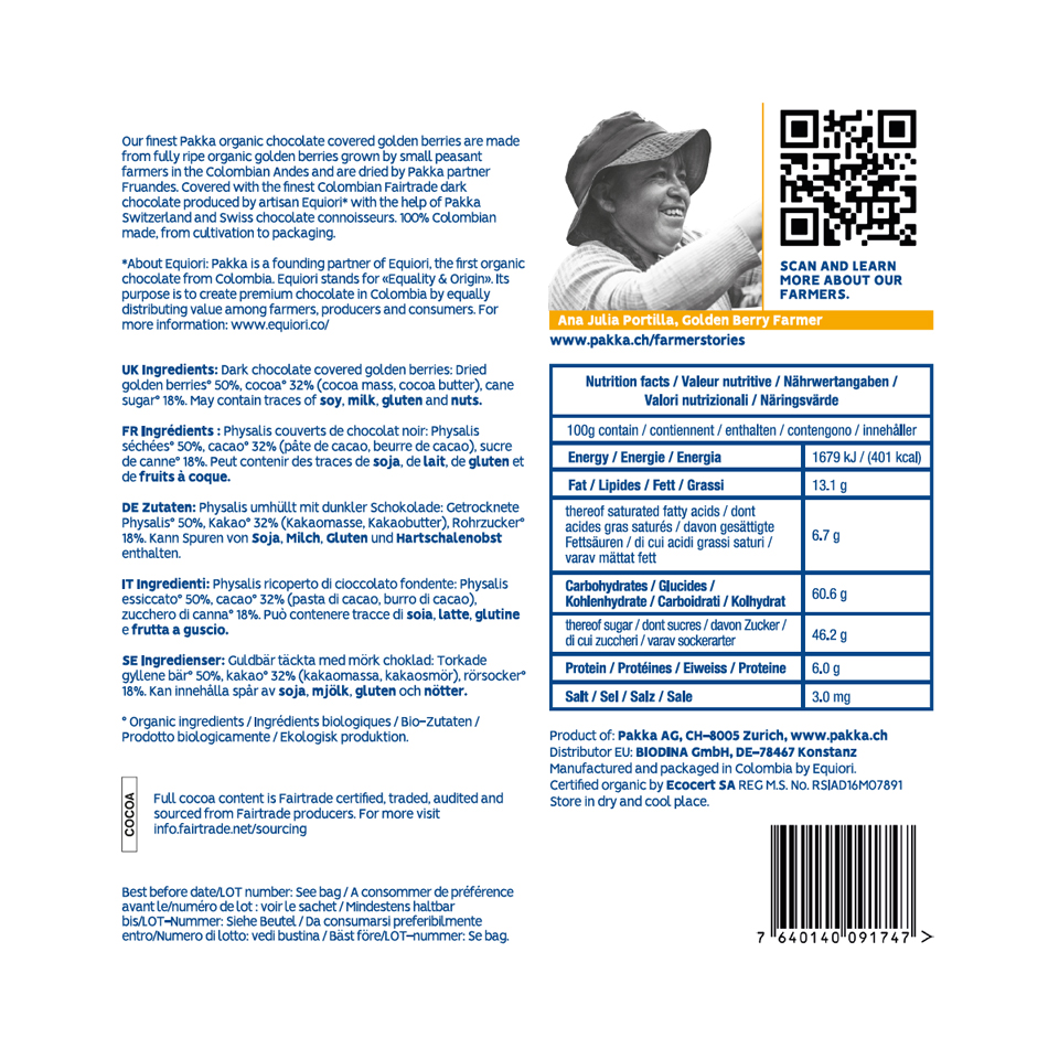 Schoko Physalis, Bio & fair, 100g