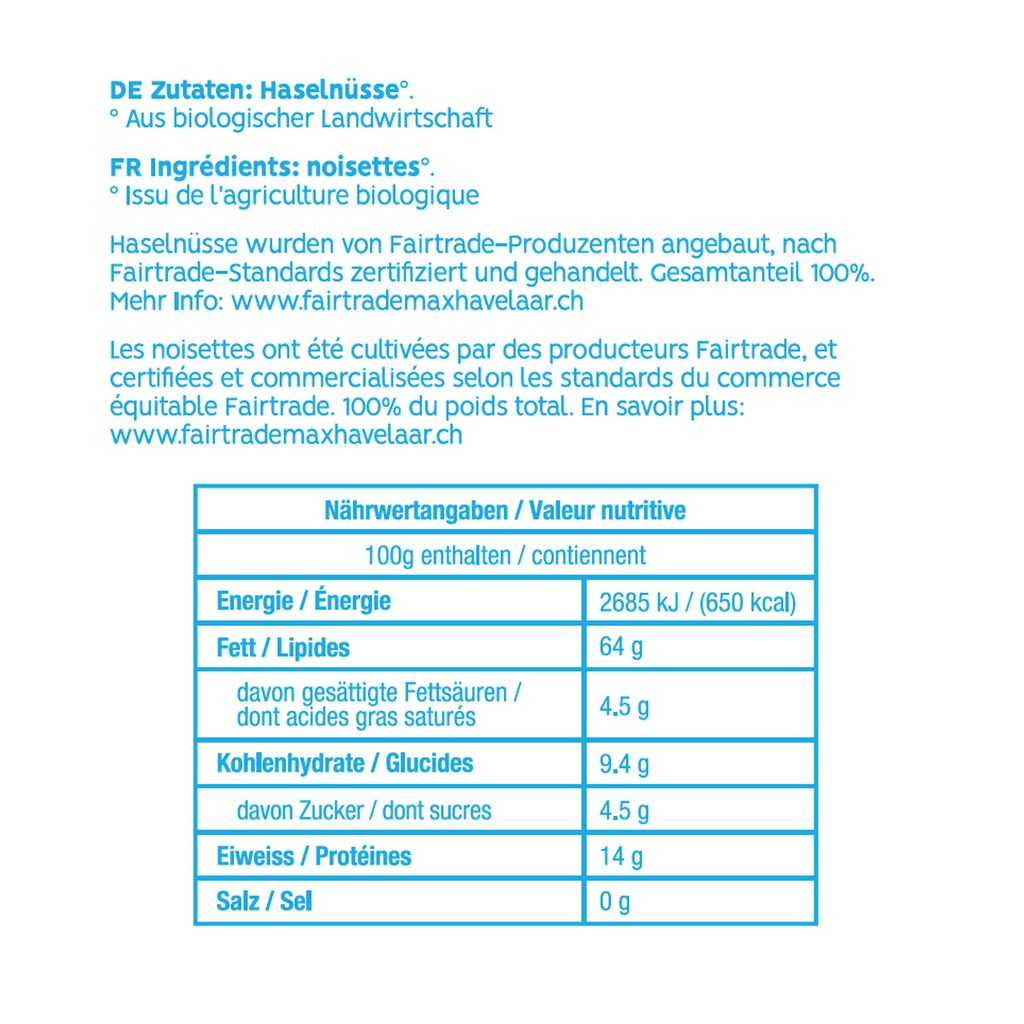 Haselnüsse nature, Bio & fair, 150g