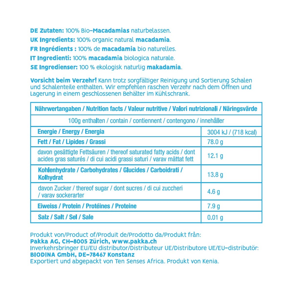 Macadamia nature, Bio, 80g