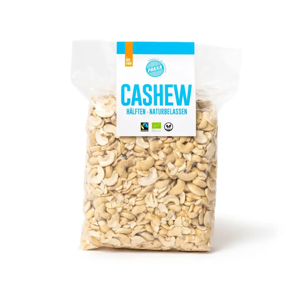Cashew halves natural, organic, Fairtrade, 1kg