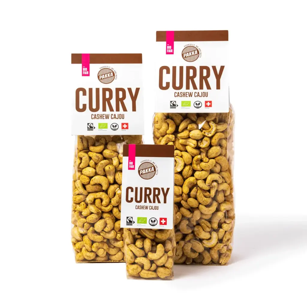 Noix de cajou Curry Madras, bio, Fairtrade, grillées et épicées