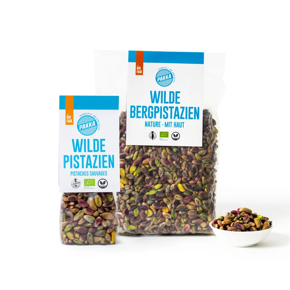 Wild organic pistachios, shelled and natural
