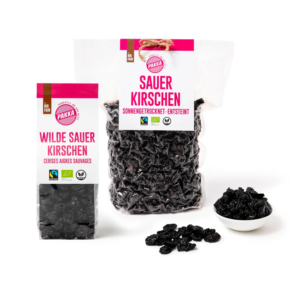 Cerises aigres sauvages, bio, Fairtrade, séchées