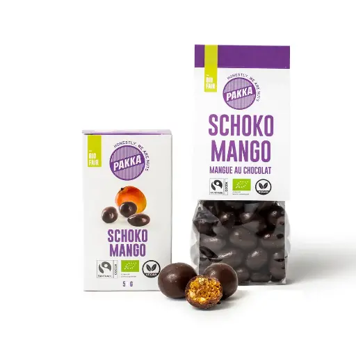 [502113] Dragées bio au chocolat à la mangue avec du cacao Fairtrade (50g)