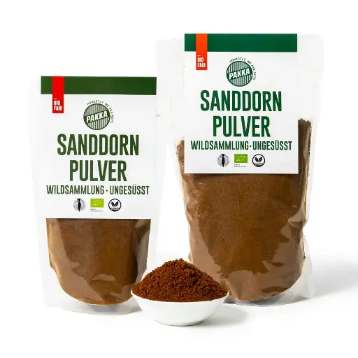 [801308] Sanddornpulver, Bio, ungesüsst, Wildsammlung  (125g)