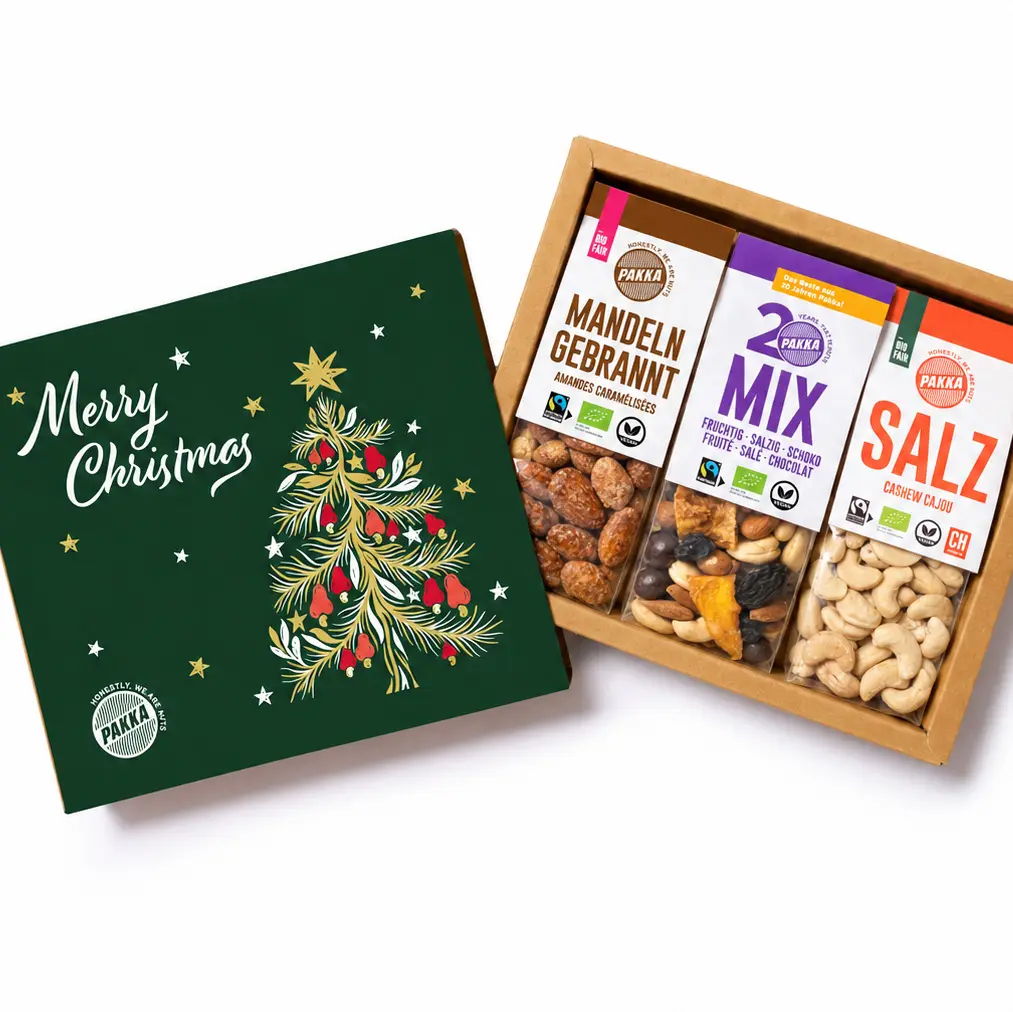 Geschenkbox Weihnachten, Bio, Fair, 3x 100g