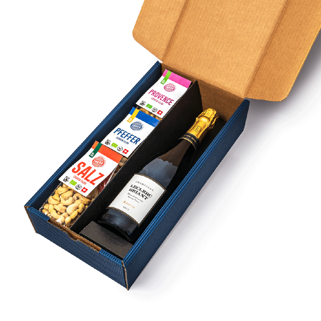 Coffret cadeau «Équitable noix et Bio Champagne, 3x100g»
