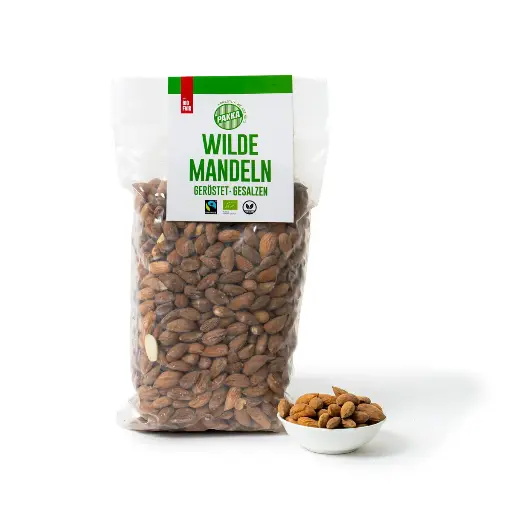 [110924] Amandes sauvages des montagnes bio Fairtrade, grillées et salées, 750 g