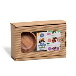 [101054] Geschenkbox «Choco Nuts und Drops mit Schälchen, 4x50g»